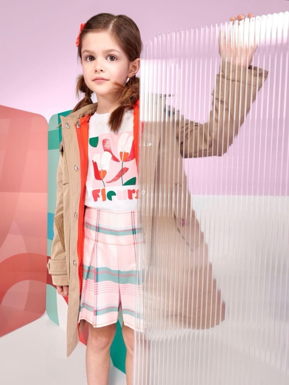 Jacadi Paris Girl 3-in-1 Trench Coat Beige with Coral Lining sz. 8
